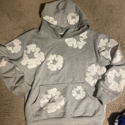 Grey Denim Tear Hoodie
