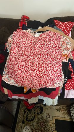 Red Floral Button Up Top
