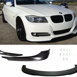 Fits 09-12 BMW E90 3-Series 328I 335 2 Piece Front Bumper Lip PP + Splitter PU