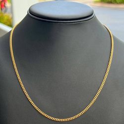 Jewelry 18k solid Yellow Gold Flat Cuban link 22.00” Chain necklace 11.60 grams 2.50mm