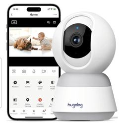 Hugolog 3K 5MP Indoor Pan/Tilt Security Camera with Auto-Focus