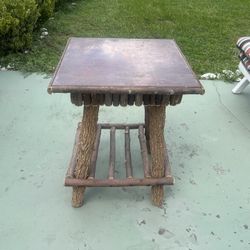 Rustic Primitive Copper Sheet Top Wooden Accent Squared Table (H: 25”)