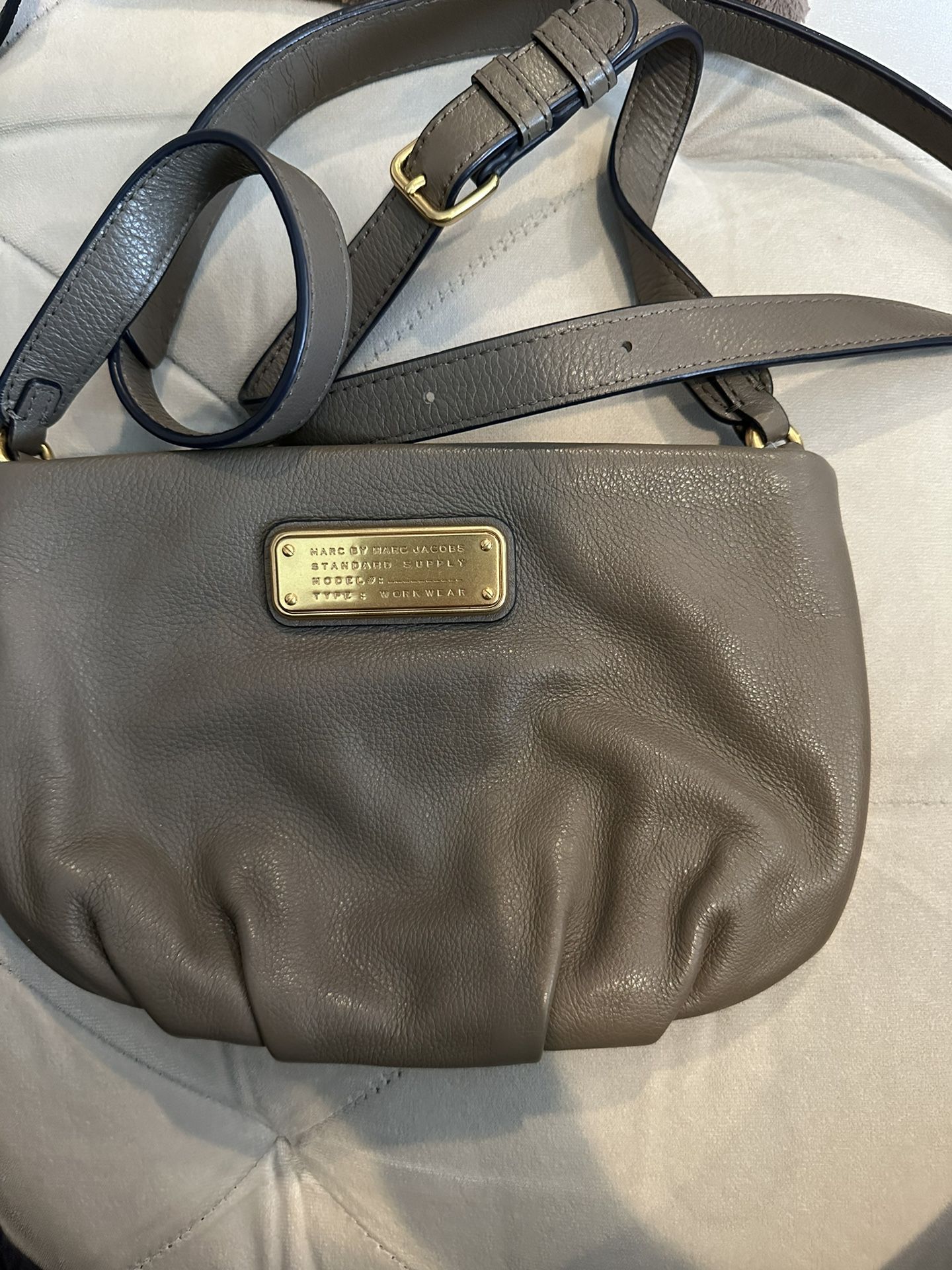 Marc Jacobs gray Pebbled Leather Cross Body