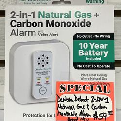 DeNova Detect 2-in-1 Natural Gas & Carbon Monoxide Alarm Brand New 