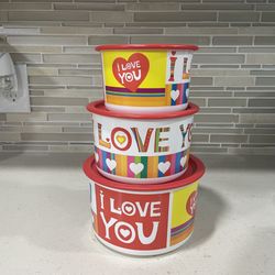 I LOVE YOU! 3 piece TUPPERWARE CONTAINER SET