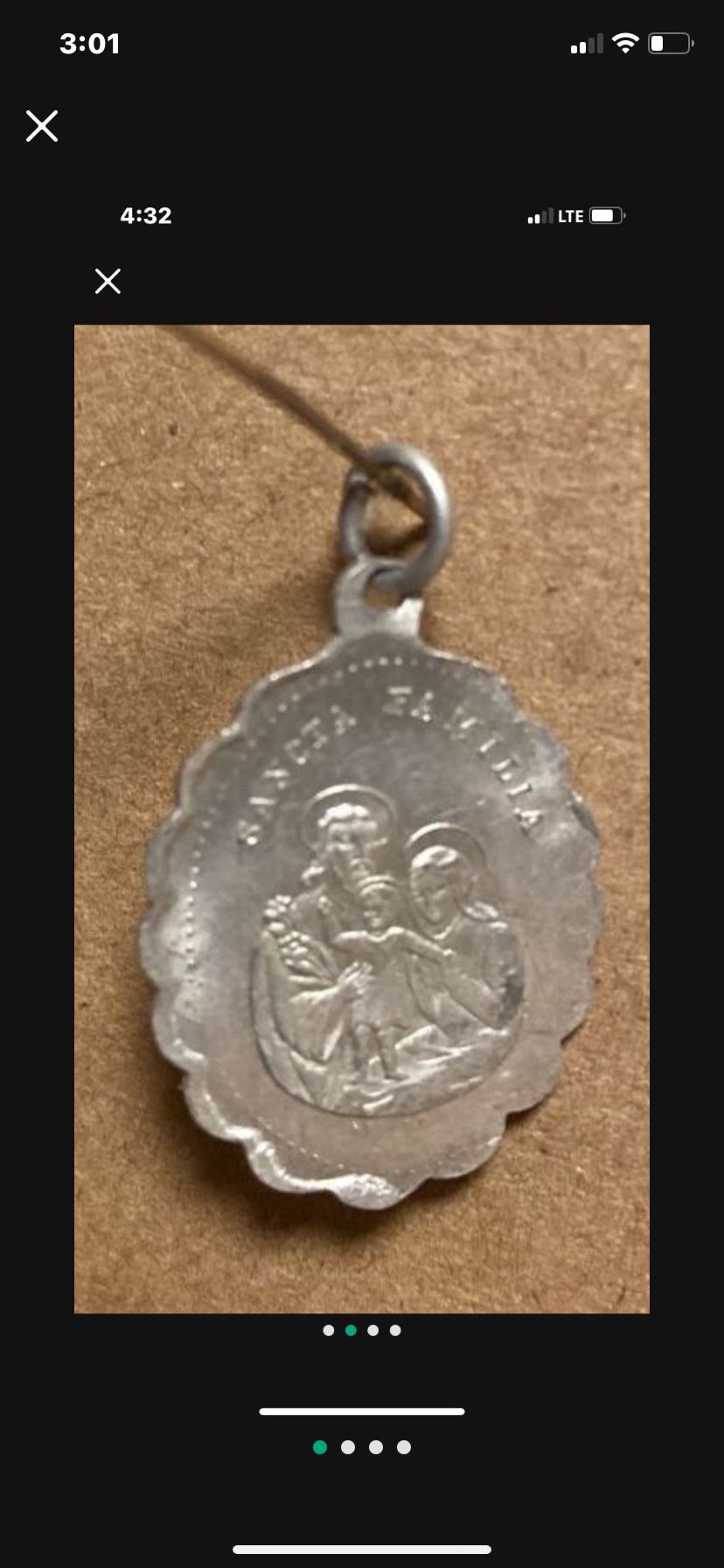 Vintage Catholic Religious Holy Medal - Sancta Trinitas / Sancta Familia