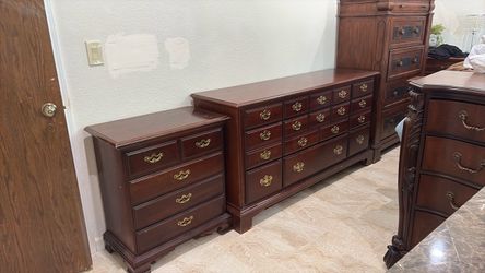 Cherry Wood Dresser and Nightstand Set