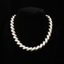 15.5" x 14mm Heavy Solid Sterling Silver San Marco Necklace Flawless ITALY 77gr.