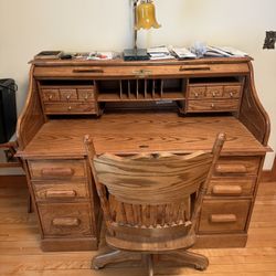 Wooden Desk with Chair – 54" W x 29" D x 46" H