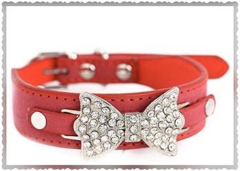 Brand new gorgeous bow bling rhinestone pet collar. Red