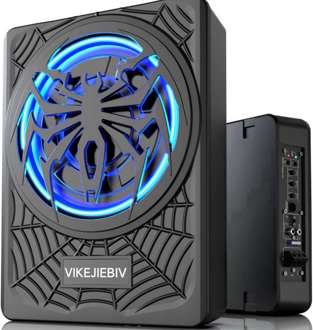 NEW! 10” 1200W Ultra-Thin Car Subwoofer with Built-In Amplifier & Blue Ambient Light