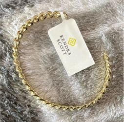 Kendra Scott Women's Grier Cuff Bracelet Gold Plated NWT w/Pouch Adjustable