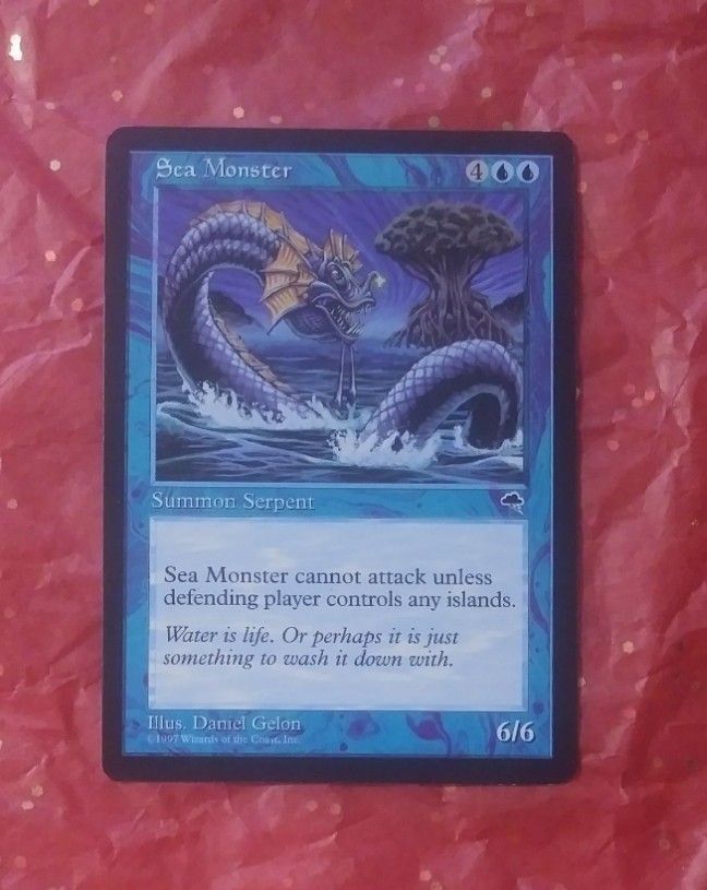 1997 MTG Sea Monster Summon Serpent Daniel Gelon Vintage Magic The Gathering Card Game Wizards Of The Coast Collectible