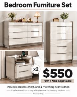 4-Piece Bedroom Furniture Set – Dresser, Chest & Nightstands