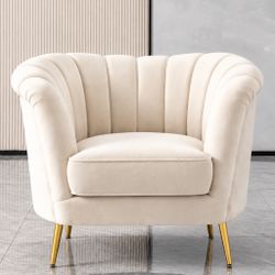 Cream Velvet Accent Armchair– New