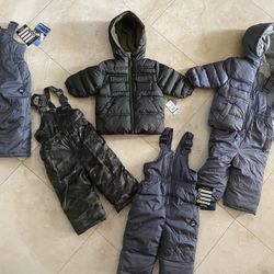 Snow Pants, Snow Jackets, Snow Boots, Gloves 