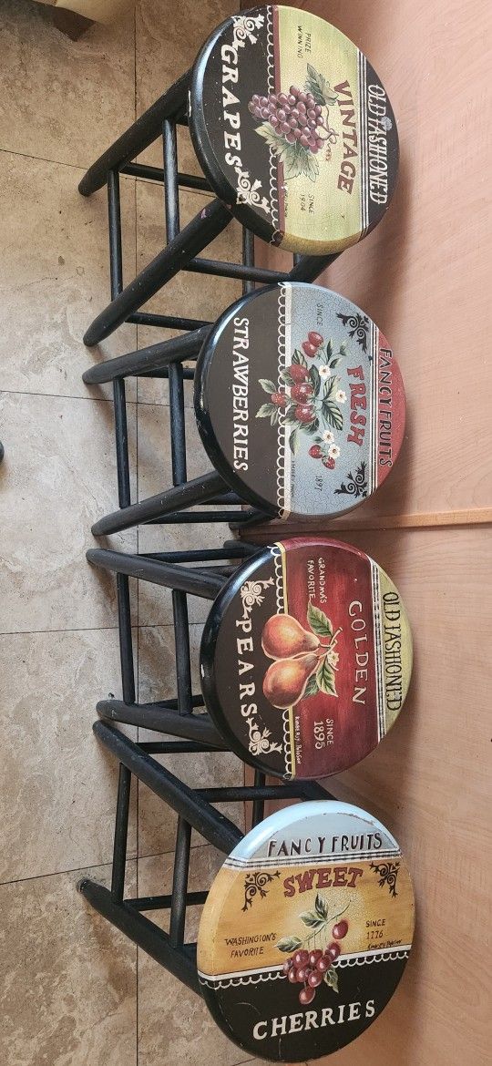 Vintage Hand Painted Bar Stools