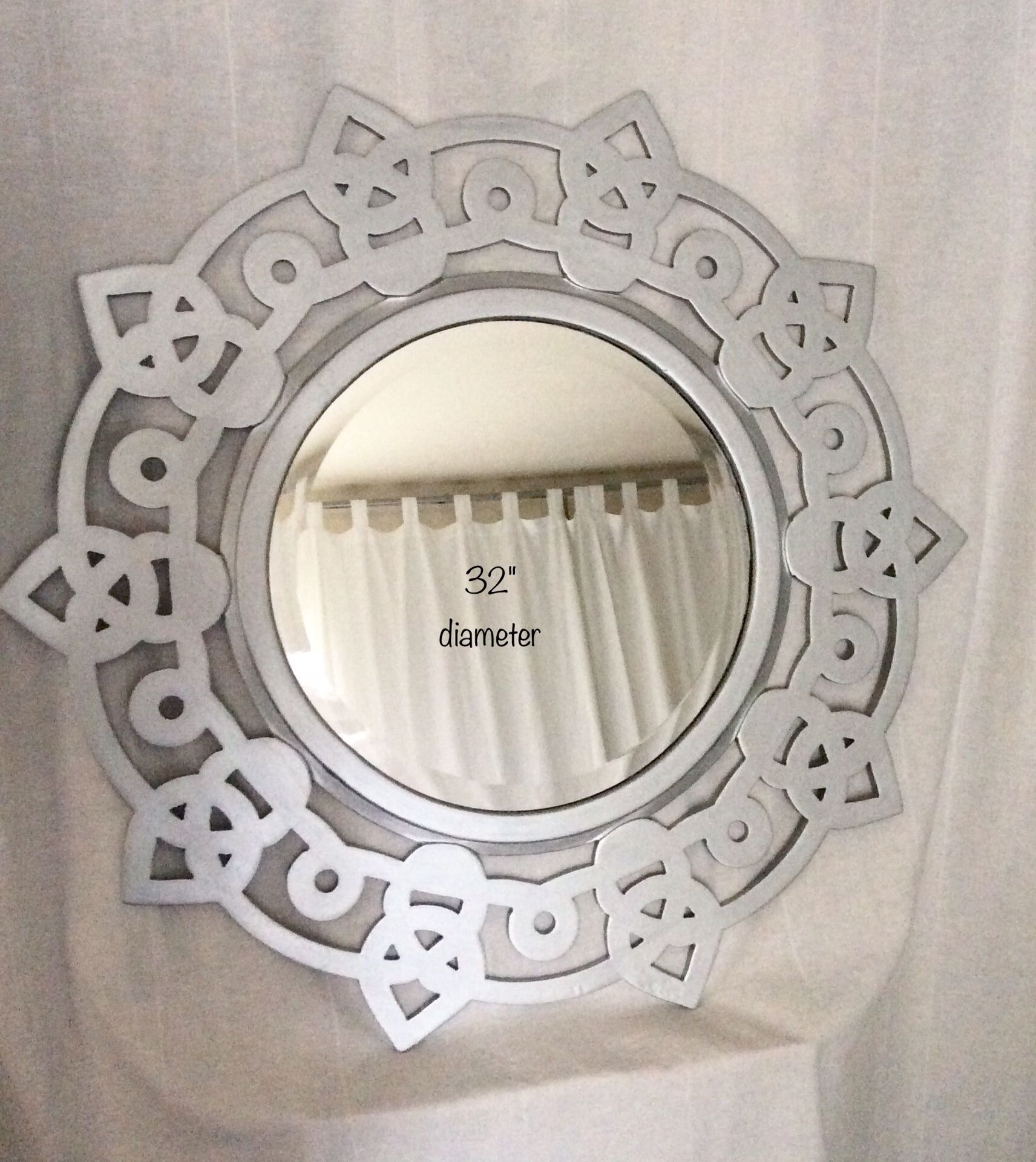 Large mirror with silver metallic finish