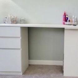 New White Desk or Vanity with 3 Storage Drawers - Brand New In Box