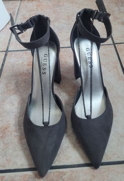Heels dark gray  suede material