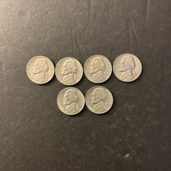 Coins - Jefferson Nickels - San Francisco mint – low Mintage – nice Coins – 1939S, 1947S, 1948S, 1949S, 1951S, and 1952S - Total 6 Coin $17