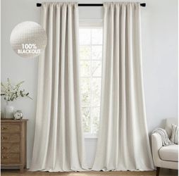 Pleat Linen Light beige blackout curtains (4 panels)