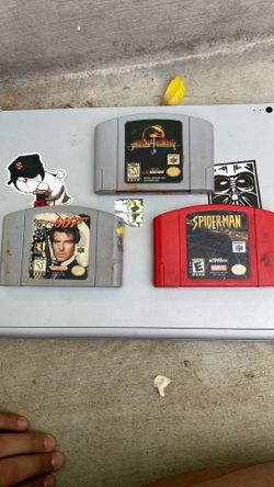 N64 Games Spider-Man,Goldeneye 007, and mortal combat 4