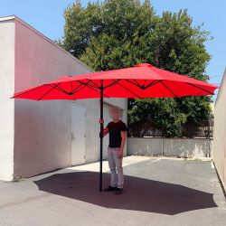 New $95 Large 15 FT Double Sided Umbrella Outdoor Patio Garden Yard (Weight base not included)