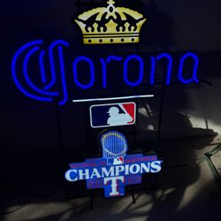 Texas Rangers Champions Corona LED Neon