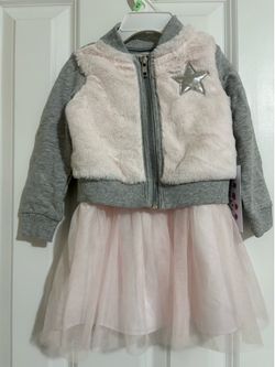 Toddler Girl's Dress and Faux Fur Jacket Set