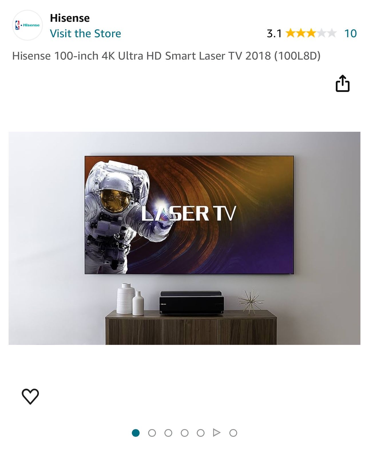 Hisense 100-inch 4K Ultra HD Smart Laser TV 2018 (100L8D)