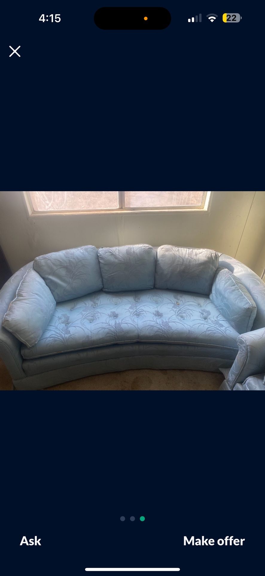 Authentic Vintage Blue Couches