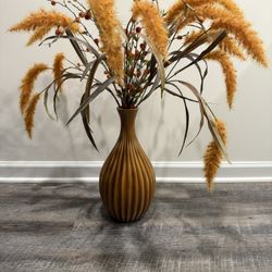 Artificial Floral Arrangement/ Ceramic Vase (2 Ft 7 Tall)