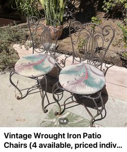 Vintage Wrought Iron Patio Chairs (4 available, priced individually)