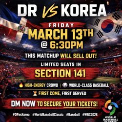 WBC Tickets Dominicana Republic Vs Korea 