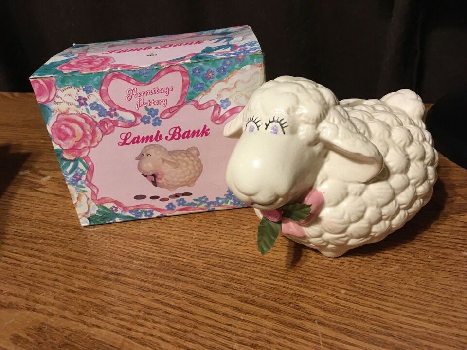 Heritage Pottery Portion Lamb Bank With Original Box