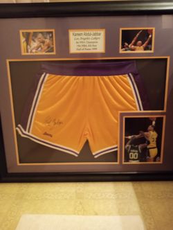 Kareem Abdul-Jabbar Professionally Framed Signed Shorts The Certificate Of Authenticity And Stats