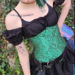 Green 7XL Women's Lace Up Boned Underbust Waist Trainer Corset