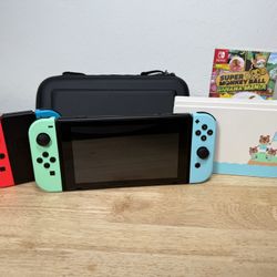 Nintendo Switch Animal Crossing Special Edition With Joycon Controllers And Carrying Case