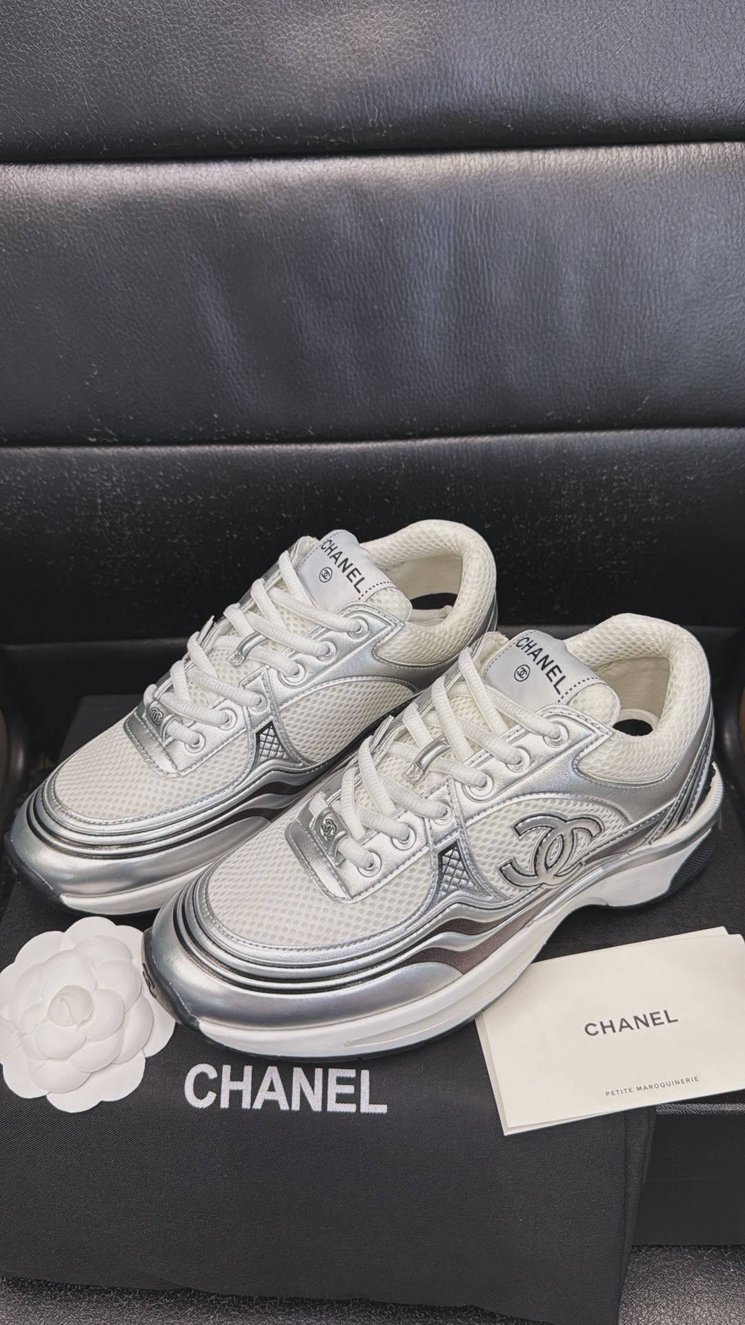 Chanel Fabric & Laminated  White & Silver