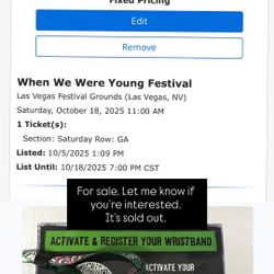 Festival Tickets - when We We’re Young Las Vegas 10/18/25