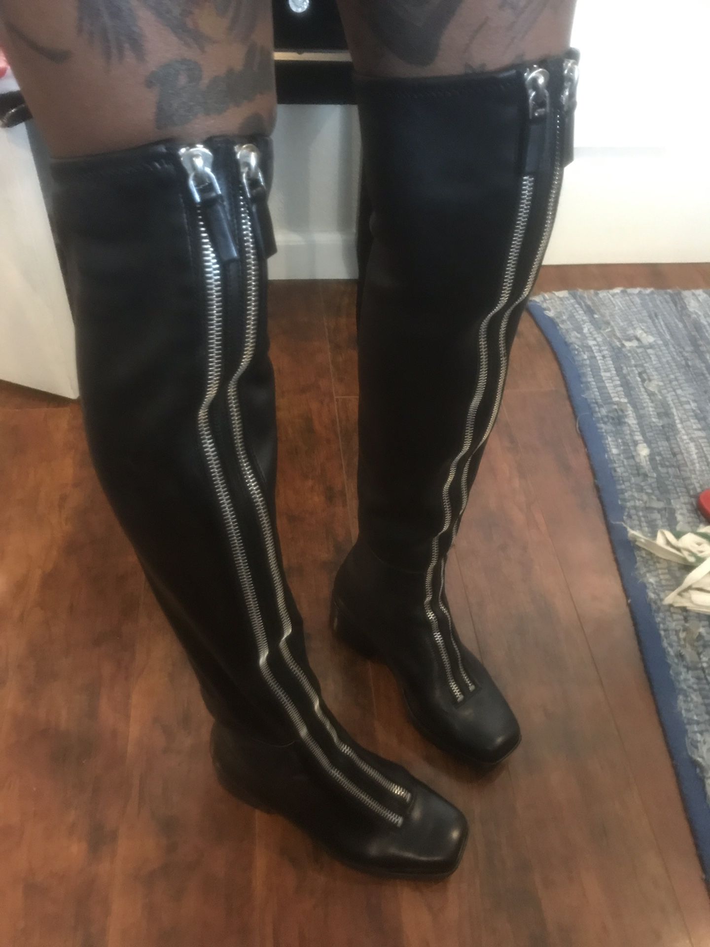 Alexander Wang thigh high leather boots size 7.5