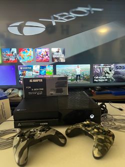 🎁 XBOX ONE Console Gift Bundle 2 Camouflage controllers 2 player Fun + AC Adapter Power Supply WIRED