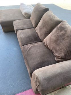 Brown Microfiber 3-Seater Sofa & Matching Oversized Ottoman Set
