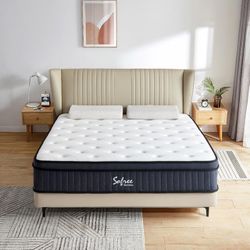 Queen Mattress, 12 Inch Memory Foam Hybrid Mattress Queen Size, Pocket Spring Mattress in a Box for Motion Isolation, Strong Edge Support, Pressure Re