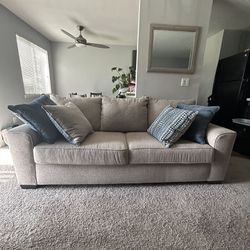 Sofa- Gray W Blue Pillows 