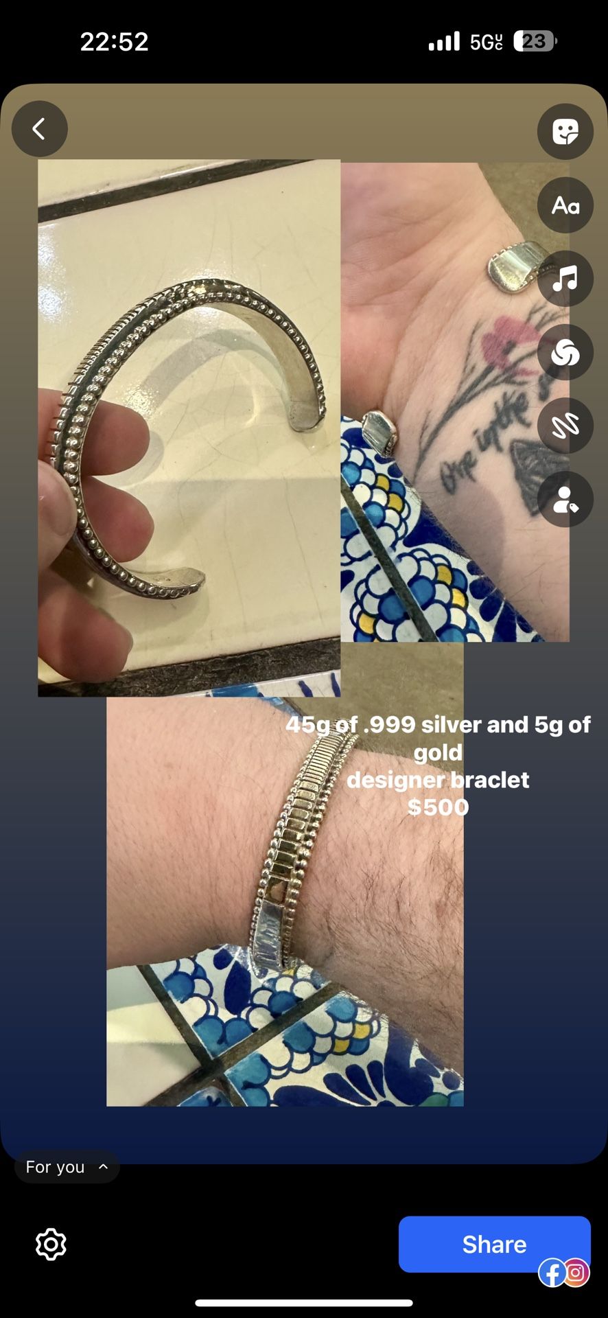 designer name silver and gold braclet