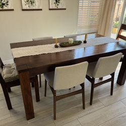 Solid Wood Dining Table w/ 2 Wooden Chairs