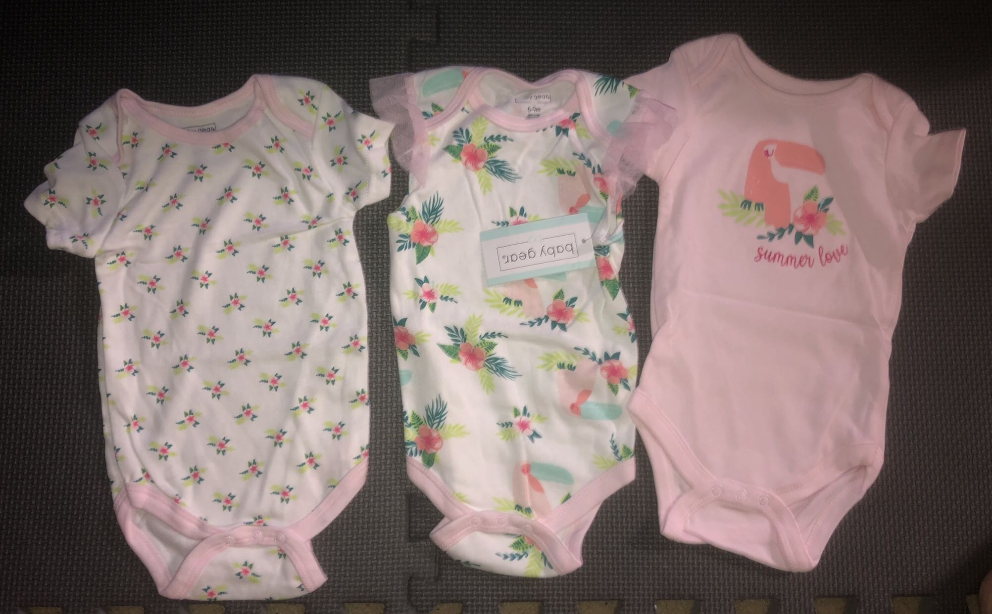 Baby Girls Cotton Bodysuits 3pc New