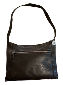The Sak Classic Chocolate Brown Pebbled Leather Hobo Shoulder Bag with Silver Tone Logo Charm